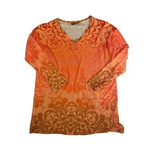 Lily by Firmana Women’s V-Neck Long Sleeve 5% Spandex Print Blouse Size L